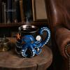 Heat Insulated Drinking Vessel Octopus Mug with Handle, Deep Sea Relief Design Resin Stainless Steel Ocean Theme Drinkware Coffee Cup, Cup for Office