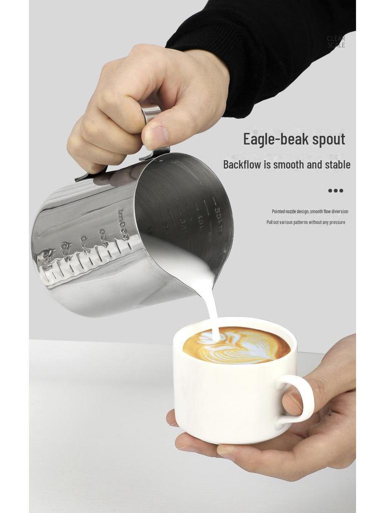 Cană de măsurare a spumei laptelui din oțel inoxidabil