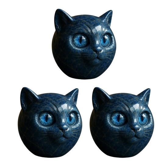 Handmade Cat Stone Imitation Crystal Cat Head Sculpture Resin Healing