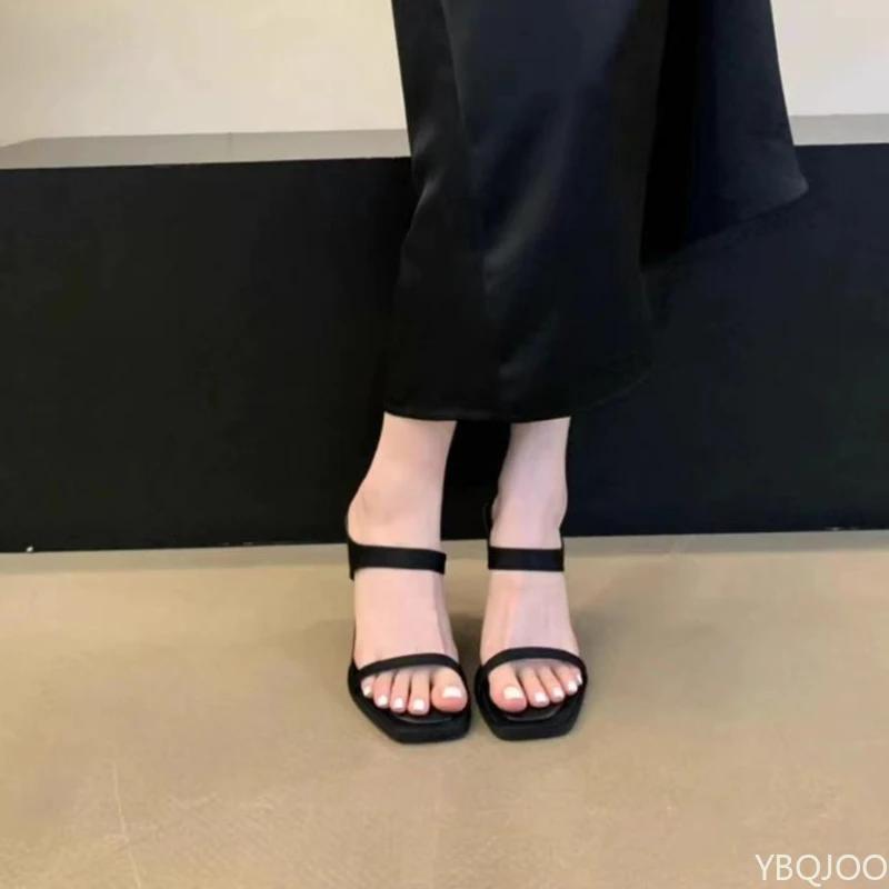 Ladies High Heel Summer Outdoor Slippers Socialite Open Toed Sandals Elegant Women's High-heel Slipper Mujer