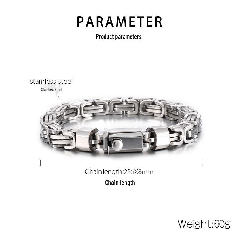 Men's Fashion Titanium Steel Paperclip Chain Bracelet with Spring Buckle