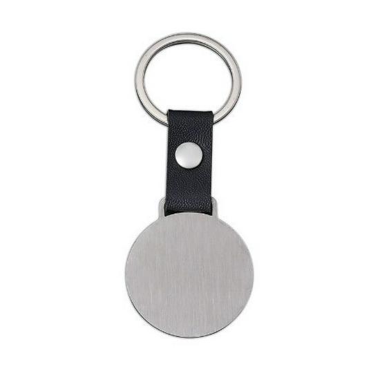 Stainless Steel & Leather Dog Tag Keychain: Engravable, UV Printed, Perfect for Festivals
