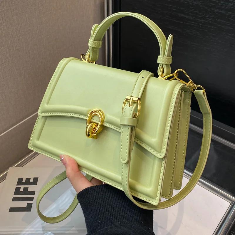 Small Portable Black Square Shopping Bag Versatile Textured PU Shoulder Bag Popular Fashion