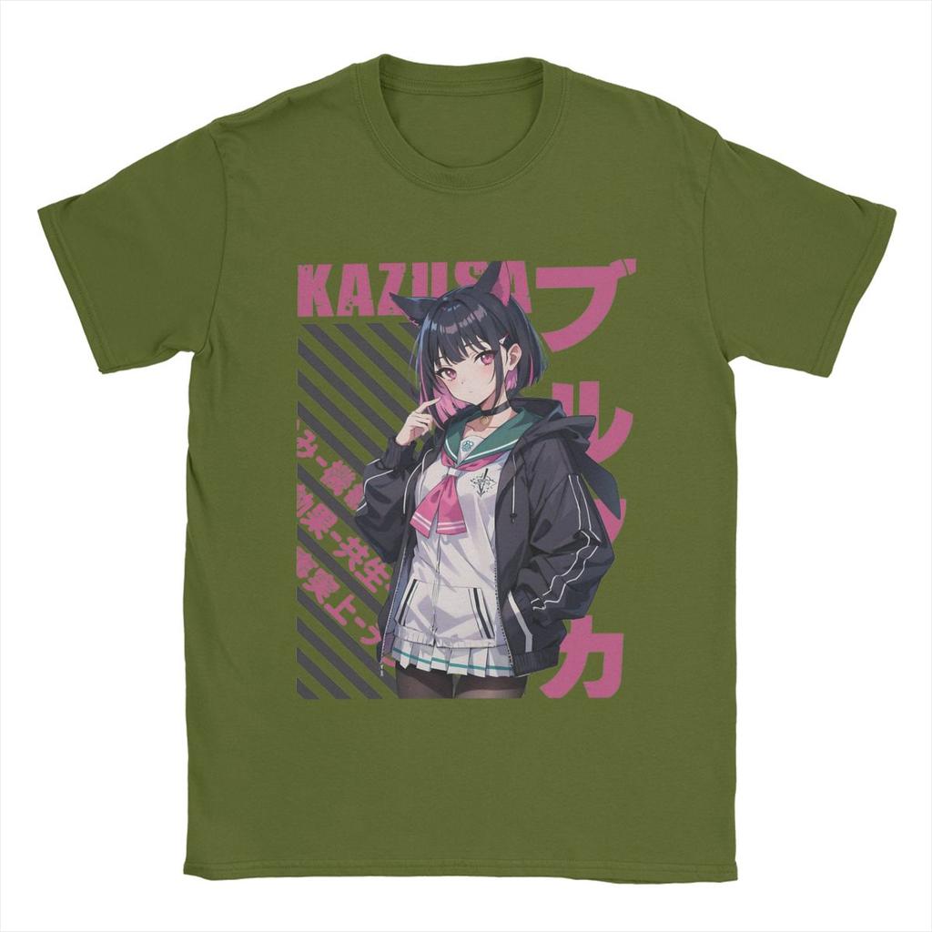 Blue Archive Kyouyama Kazusa Men T Shirts Anime Funny Tee Shirt Short Sleeve Round Neck T-Shirt Pure Cotton Printing Tops