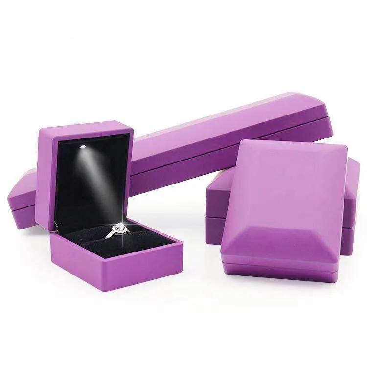Jewelry Box with LED Light for Engagement Wedding Anniversary Festival Birthday Bracelet Ring Necklace Display Gift Boxes