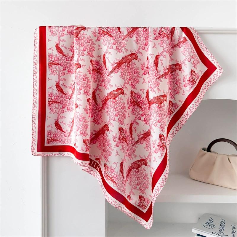 Women Fashion New Spring Flower 70cm Small Square Scarf Simulated Silk Scarves Spring/Summer Printed Flower Neck Scarf