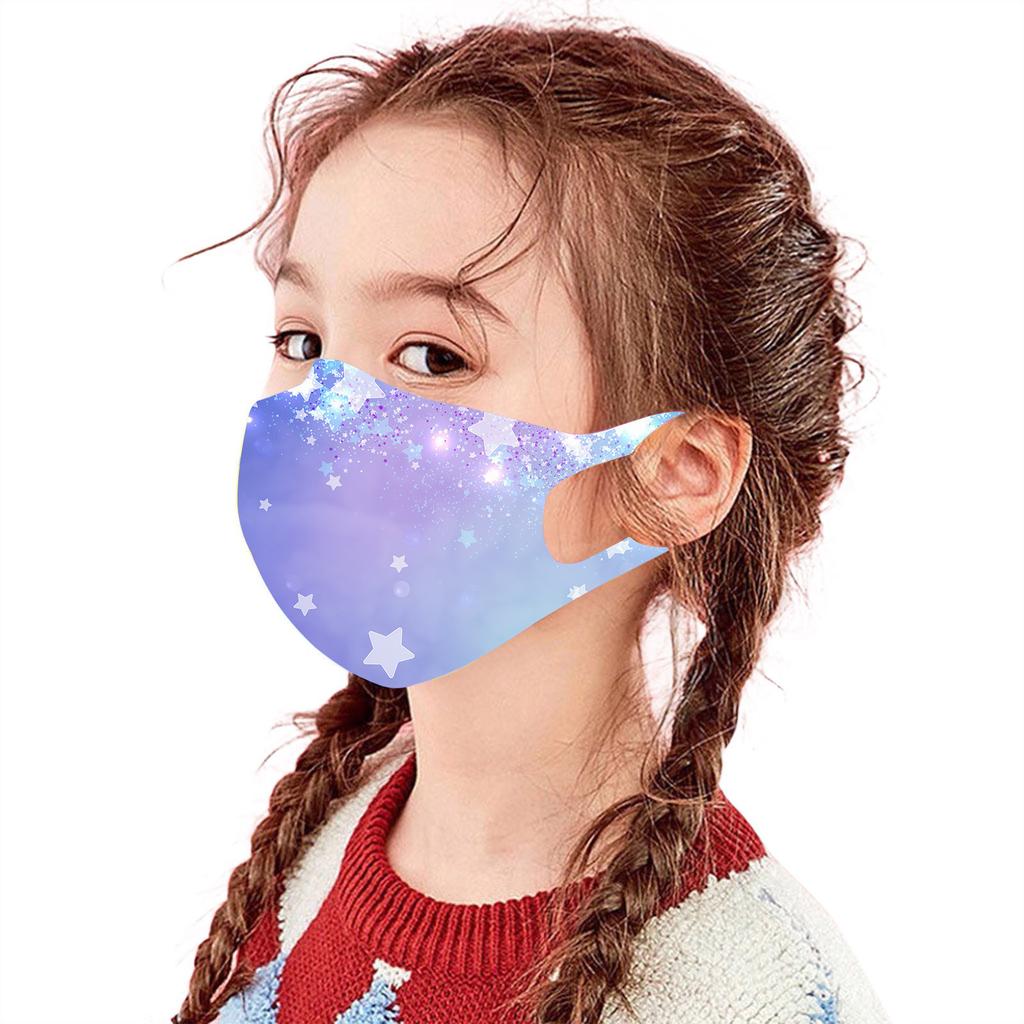 Kids Face Mask Ice Silk Print Breathable Face  For School Kids Outdoor, Fashion Washable Reusable Windproof Face Fabric
