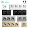 BSEED Waterproof Wall Socket Double Power Sockets Electric French Sockets USB Type-c With Plastic Cover For Bathroom Outdoor
