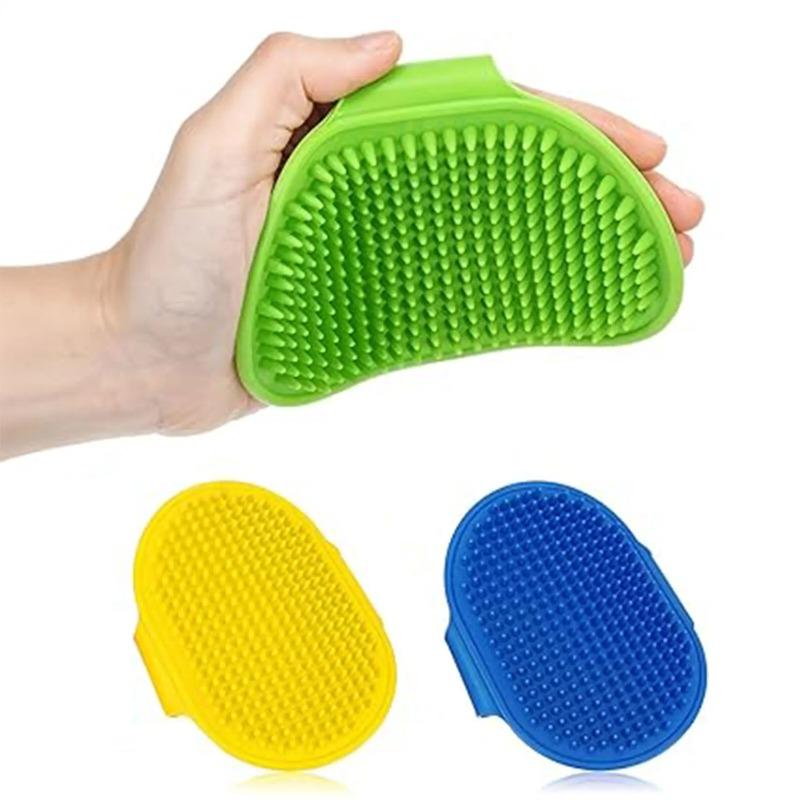 Dog Bath Massage Brush, Dog Grooming Brush,Rubber Grooming Brush with Adjustable Handle for Dogs and Cats, Long & Short Hair