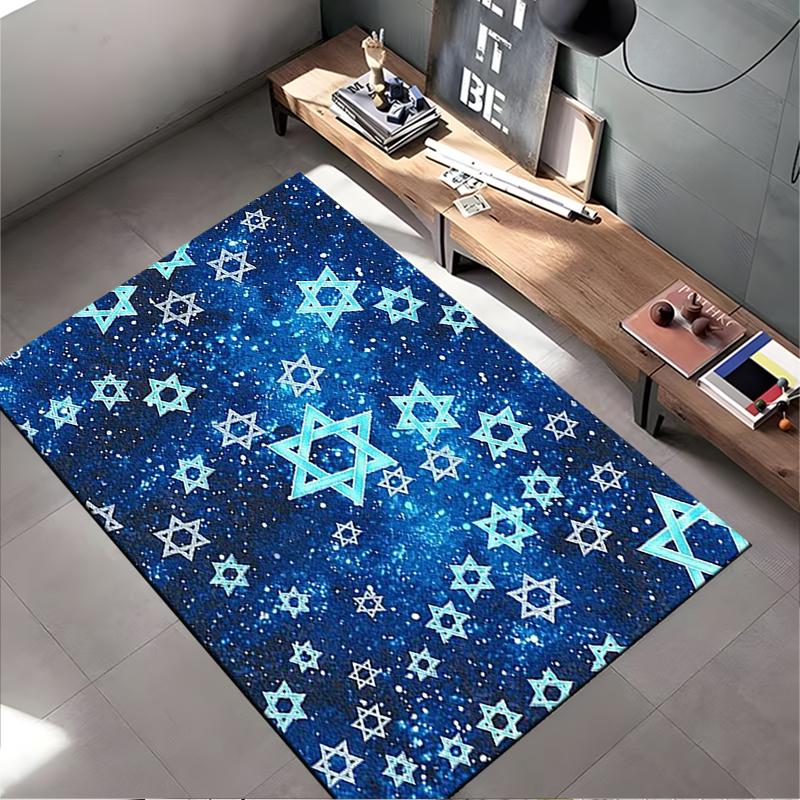 Starry Blue Galaxy Pattern Rug Non-slip rug suitable for living room and bedroom sofas.