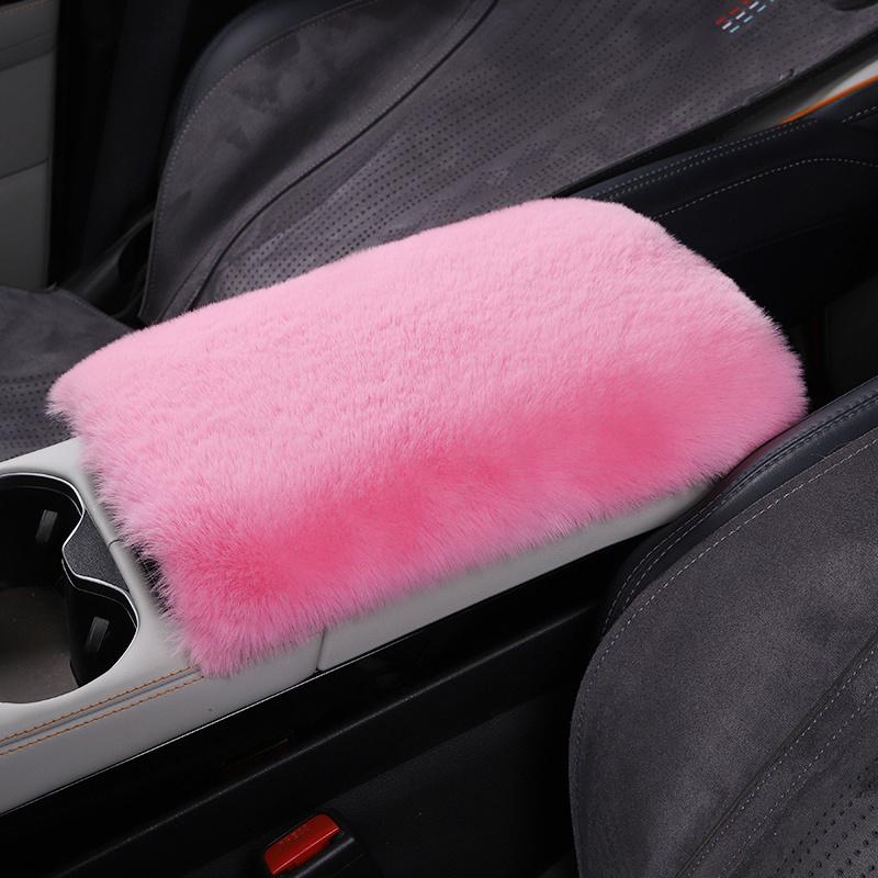 1pc Plush Faux Fur Armrest Cushion Soft Winter Warmth, Central Console Pad for Cars, Cozy & Decorative Interior Accessory, Car Interior Accessory