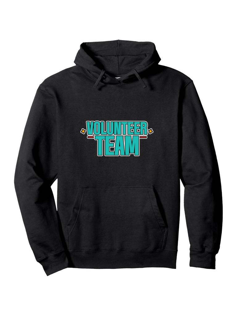 Volunteer Team Graphic hoodie - Black Sweatshirt with Teal & Orange Print