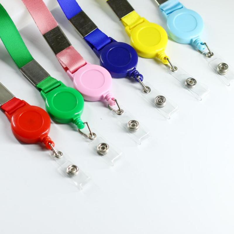 Retractable Lanyard With Badge Reel Neck Strap For Id Card Cellphone Hanging Key Employee'S Staff Work Card Rope Strap Fold