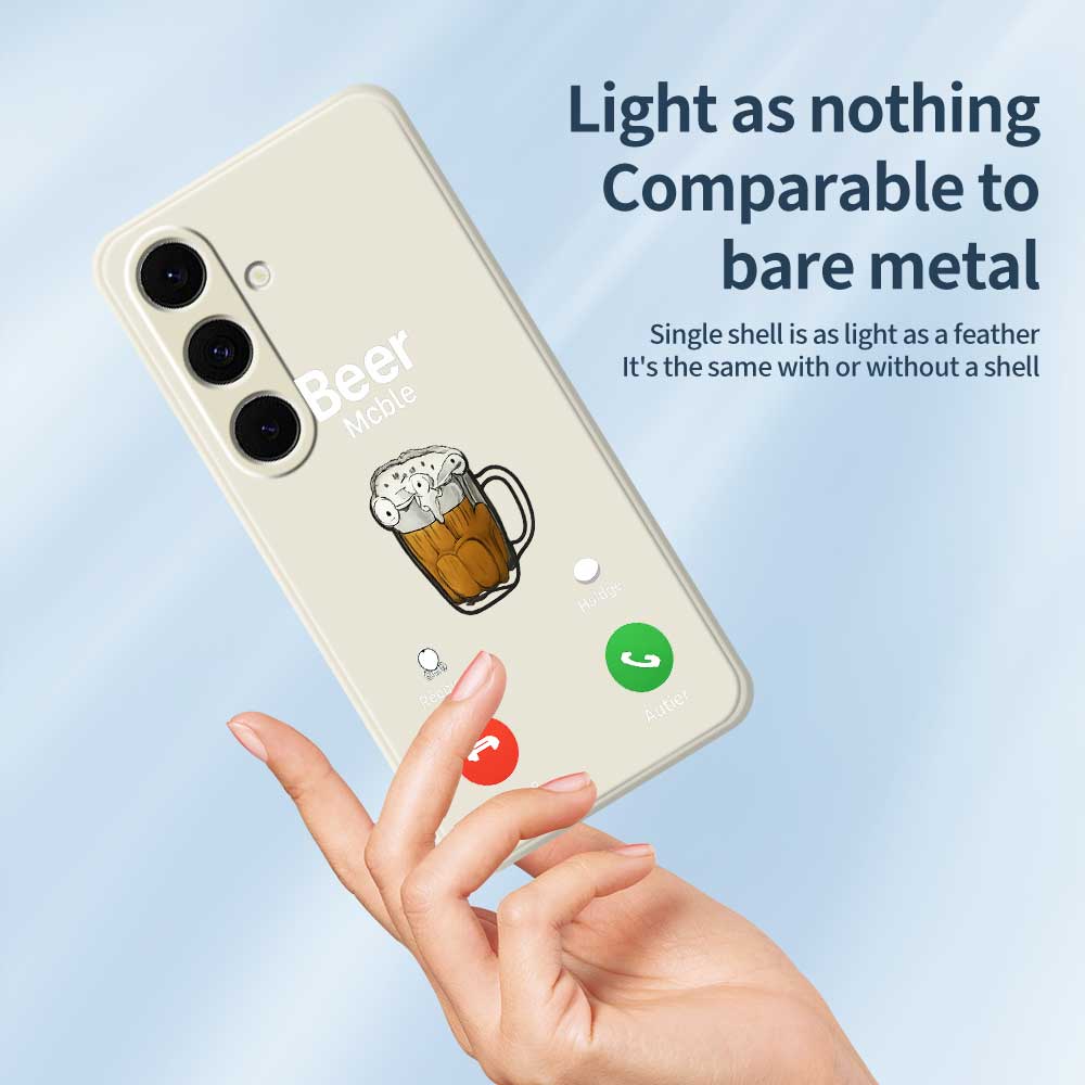 For Samsung Galaxy S24 FE Case Beer Pattern Printing Straight Edge TPU Phone Back Cover