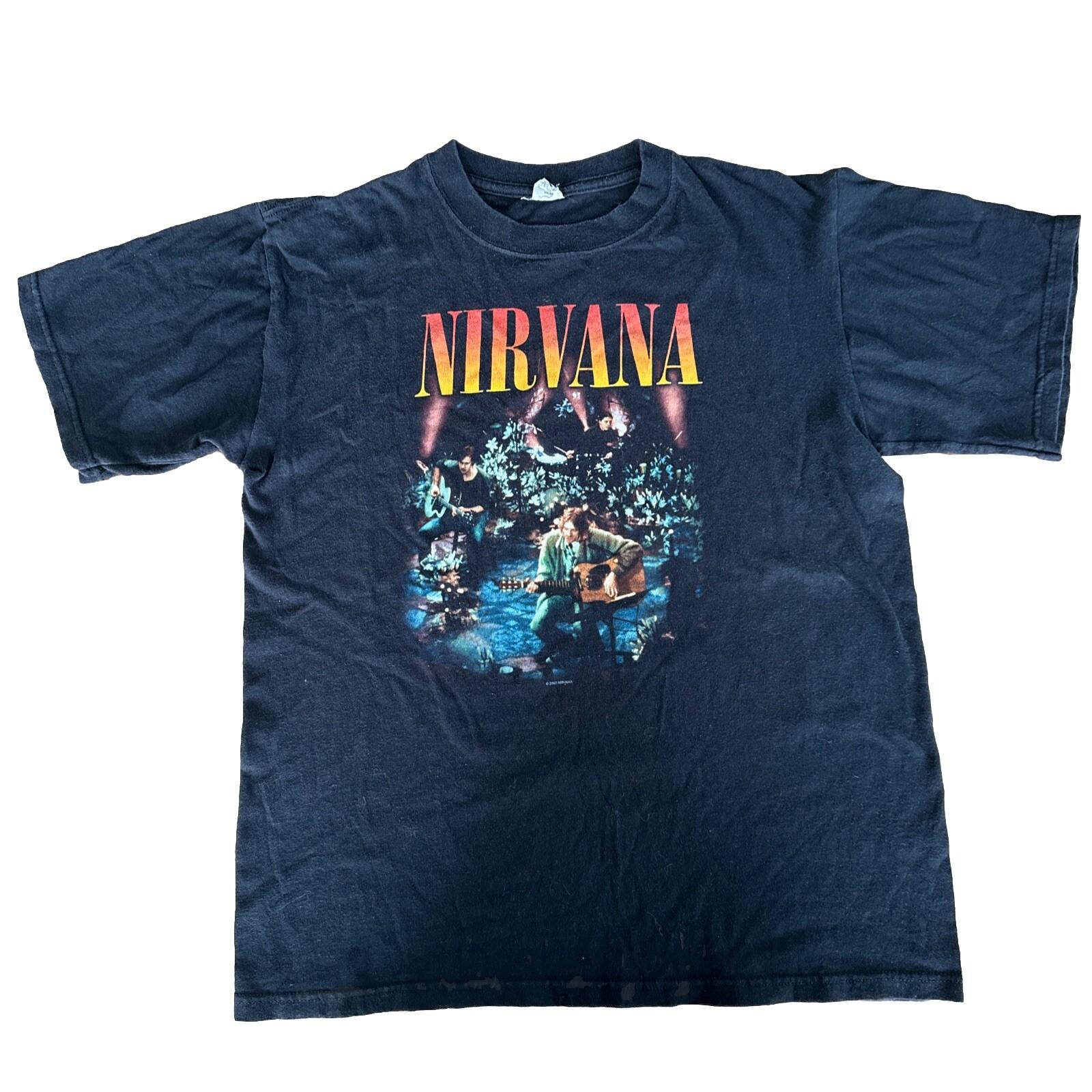 NIRVANA Unisex TShirt Unplugged Photo Black Cotton S