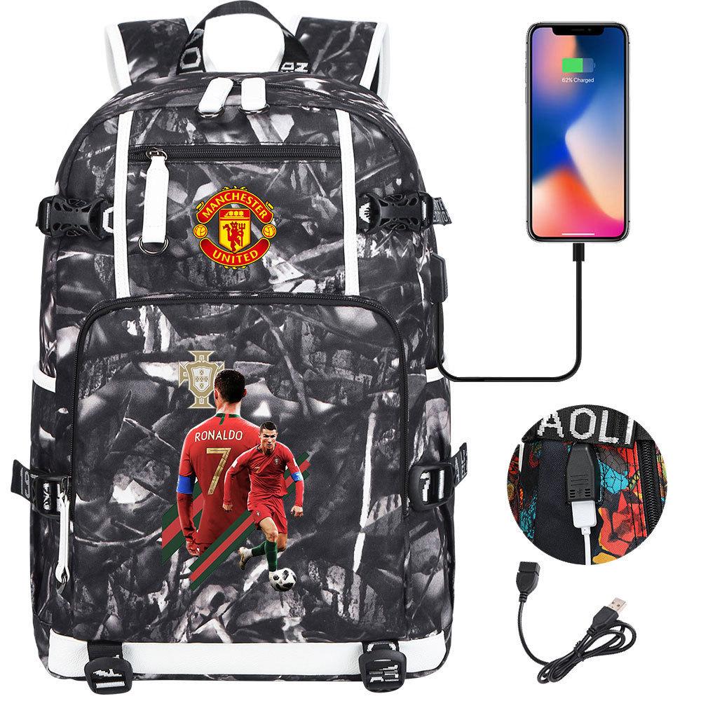Cristiano Ronaldo Print Backpack Youth Student School Bag Unisex Casual Travel Backpack