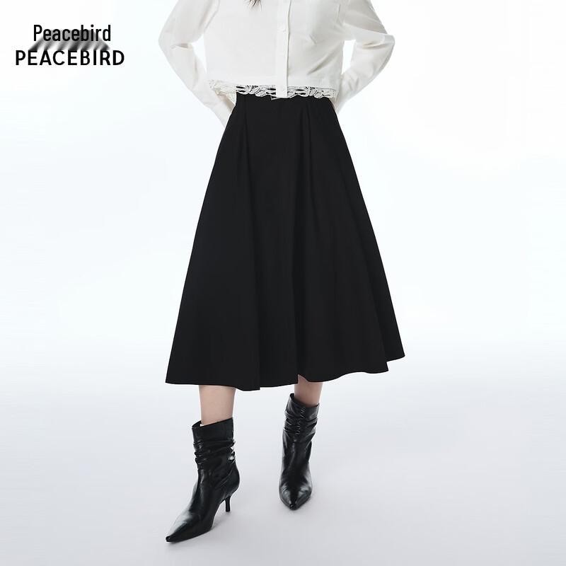 Elegant High-Waist Pleated A-Line Midi Skirt S
