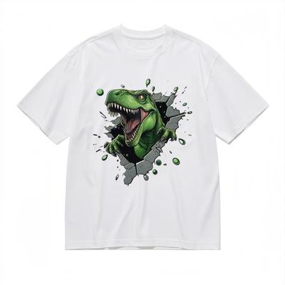 Men's Fashion Comfy Slight Stretch Classic T-Shirt Green Dinosaur Graphic Tee