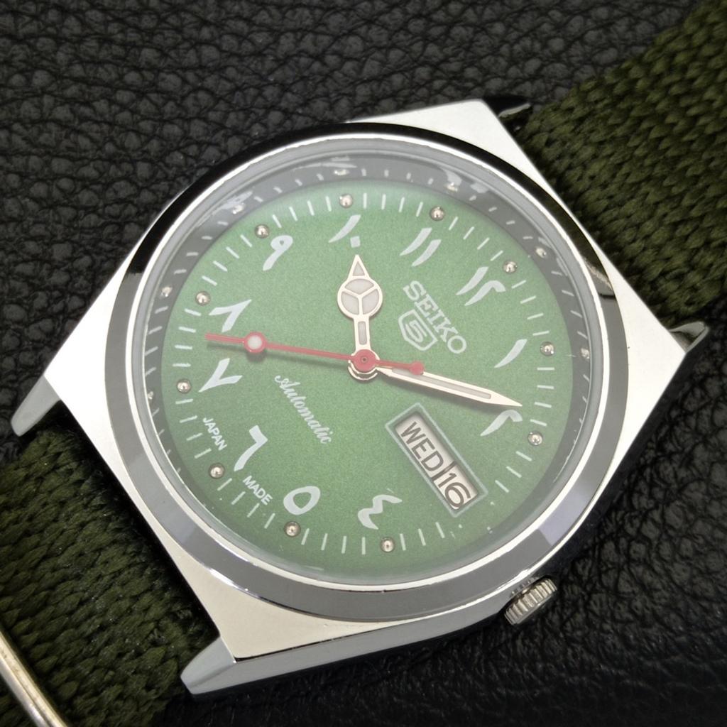 VINTAGE REFURBISHED SEIKO 5 AUTOMATIC 6309A JAPAN MENS GREEN WATCH a441334-5 Sk-a441334