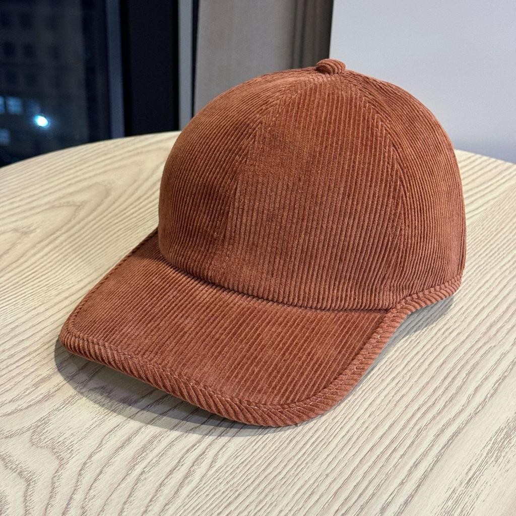 Autumn and Winter Fashionable and Versatile Thickened Corduroy Edged Adjustable Baseball Cap for Women Korean Version Solid Color Peaked Hat Trendy