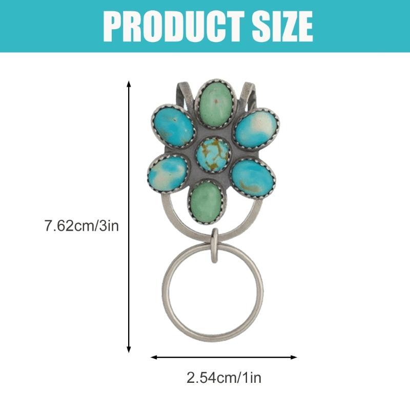 Bohemian Style Turquoise Flower Keychain Holder Women Bag Charm Clip Car Key Organiser Accessory Ornament