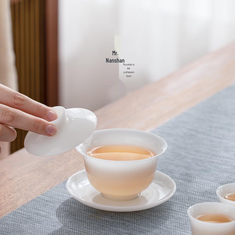 Nanshan Yaoguang 9-Piece High-End Ice Jade Dehua Porcelain Kung Fu Tea Set