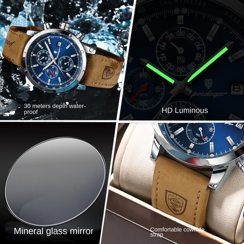 New Top Brand Multi-function Waterproof Men's Watch New Sports Quartz Calendar Watch