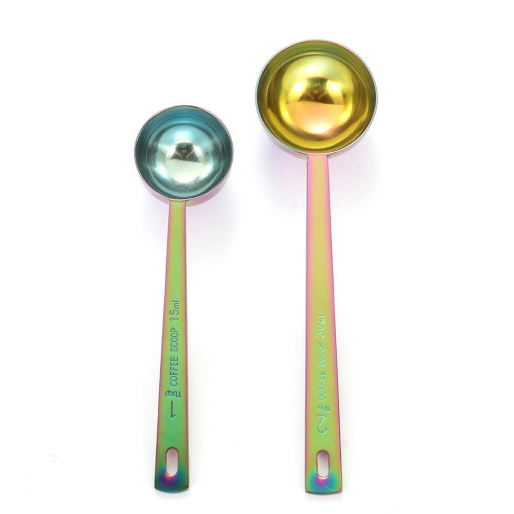 

2pcs 15ml,30ml Measuring Coffee Spoons Rainbow Tablespoon Measuring Spoon for Powder,Coffee Long Handle
