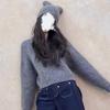 Women's Gray Glitter Knit Sweater - Autumn/Winter Cozy Layer