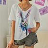 Everyday Versatile Little White Rabbit 3D Print Casual Women T Shirt 2023 Summer Cartoon Short Sleeved Fashion Loose Ladies Top