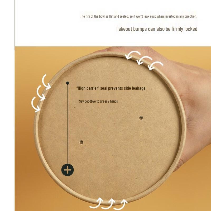 Disposable Kraft Paper Takeaway Bowl with Lid