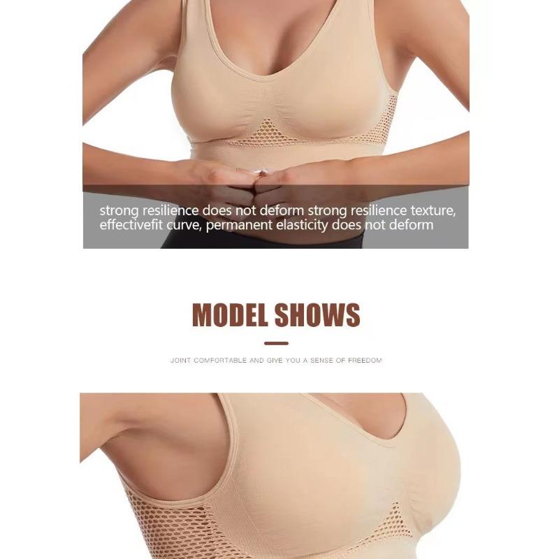 Women Plus Size Breathable Mesh Hollow Out Sports Bra For Yoga Running