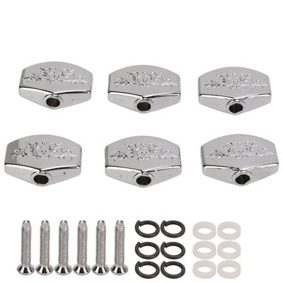 6Pcs Guitar Tuning Peg Tuners Button Machine Head Replacement Buttons Knob Metal Carved Big Square