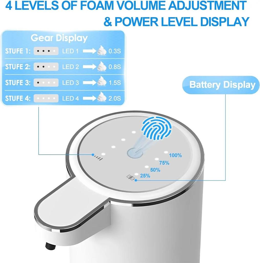 Automatic Soap Dispenser – 13.4oz Non-contact Foam Soap Dispenser, USB Rechargeable Disinfectant Dispenser, Wall Mounted Electric Sensor