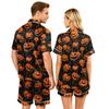 Couple Matching Halloween Pajama Set Short Sleeve Button Down Shirt and Shorts Soft Casual Sleepwear S To XXXXL