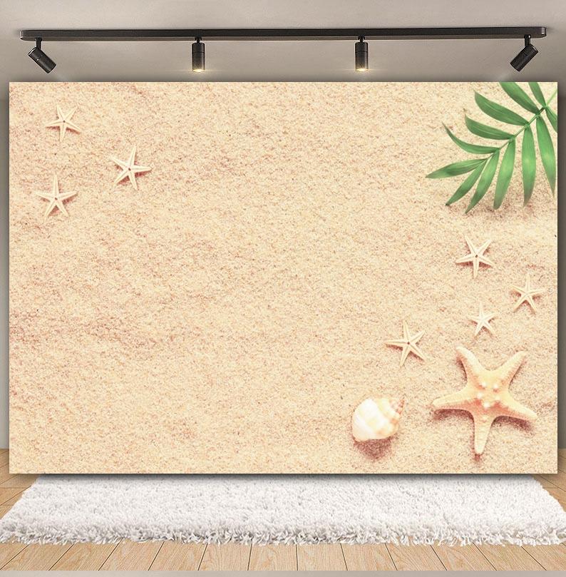 Sommer Strand Sand Hintergrund Fotografie Tropisch Hawaii Meeresufer Seestern Muschel Baby Geburtstag Feiertagsparty Hintergrund Foto Requisiten