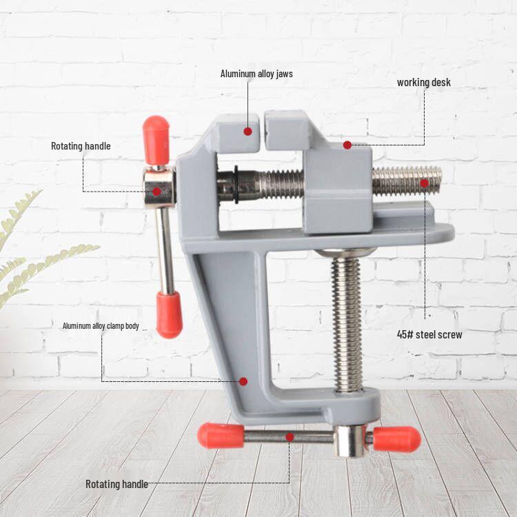 Mini Aluminum Alloy Bench Vise for DIY Projects – Compact, Adjustable, Flat Jaw Pliers