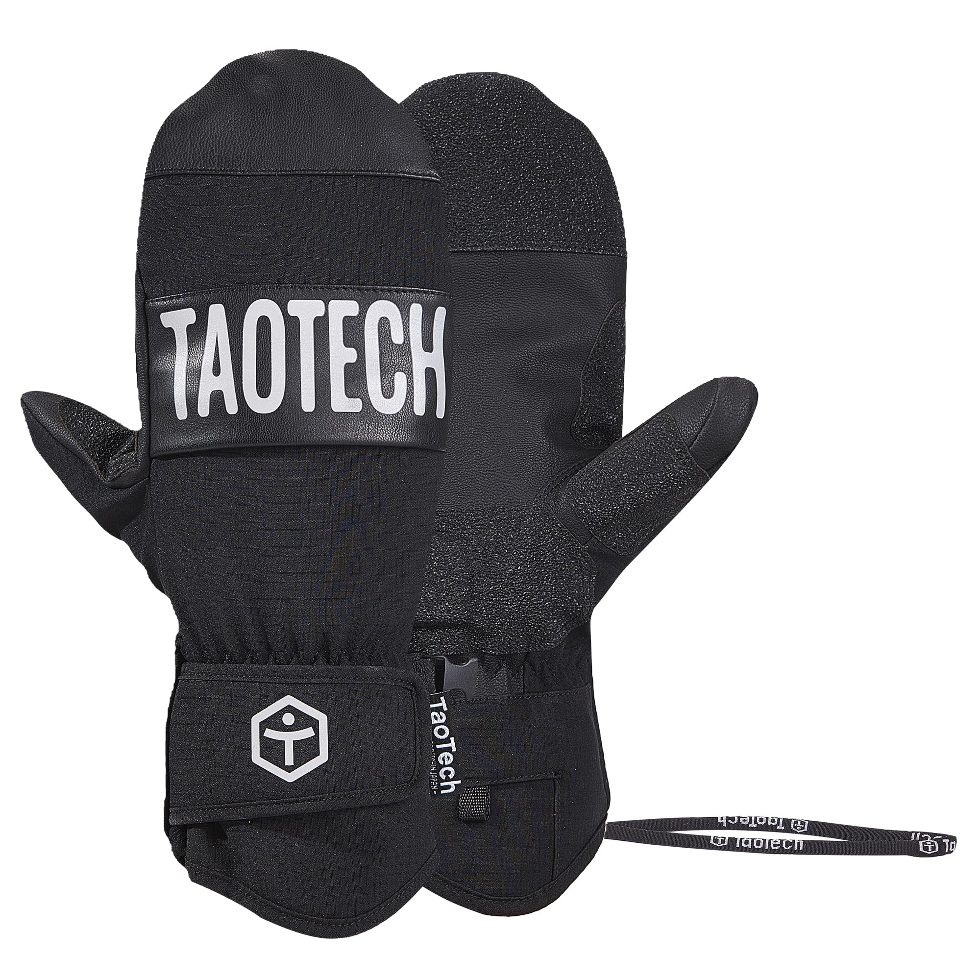 

TaoTech Snowboard Mittens with Wrist Guards for Men and Waterproof Ski Gloves with Inner Logo Women, Protectors, Five-Finger Design, (L, Light/Black)