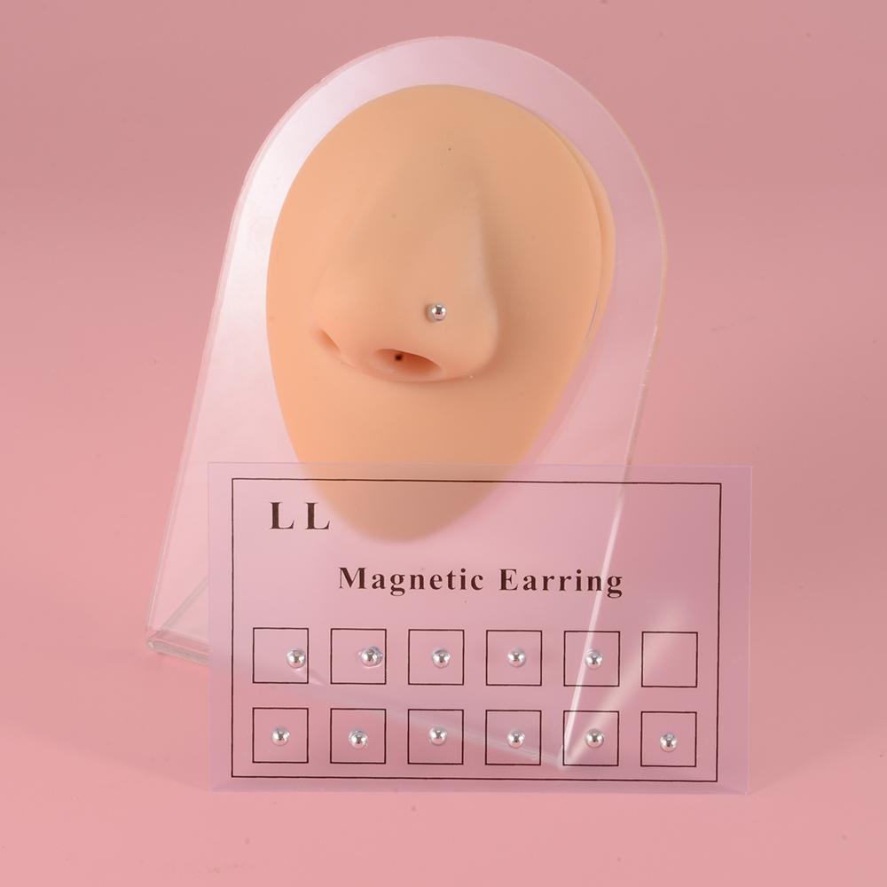 12 Stück/Karte Gefälschter Betrüger Nicht durchgestochen Magnetischer Ohrring Ohrpiercings Magnet Ohr Tragus Knorpel Lippe Labret Stecker Nasenpiercing piercing