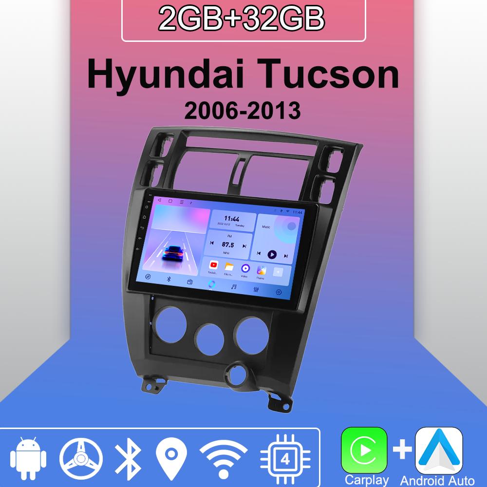 Android Carplay Bilradio För Hyundai Tucson 2006-2013 Multimediaspelare Huvudenhet Stereo GPS-navigation BT WIFI 2+32GB