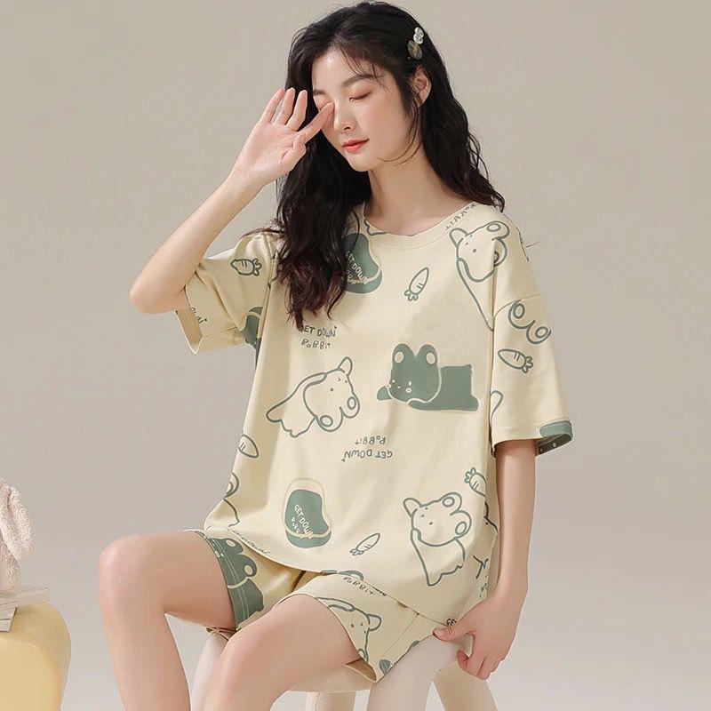 Women's Summer Cartoon Pajama Set - Cute Short Sleeve and Shorts, Plus Size, Lightweight Home or Outdoor Wear