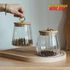 Qianxing Striped Glass Storage Jar Set with Bamboo Lids