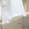Women's 2025 Summer White High-Waisted Frayed Hem Denim Shorts - Loose, Slimming, Trendy Wide-Leg Hot Pants