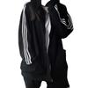 2025 Spring/Summer Women's Korean Style Black Three-Stripe Baseball Jacket - Loose Fit for Students