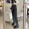 Autumn Spring Jeans Women Denim Pant  Vintage Straight Trousers Fashion Female Solid Lace Up Loose Casual Wide Leg Pants