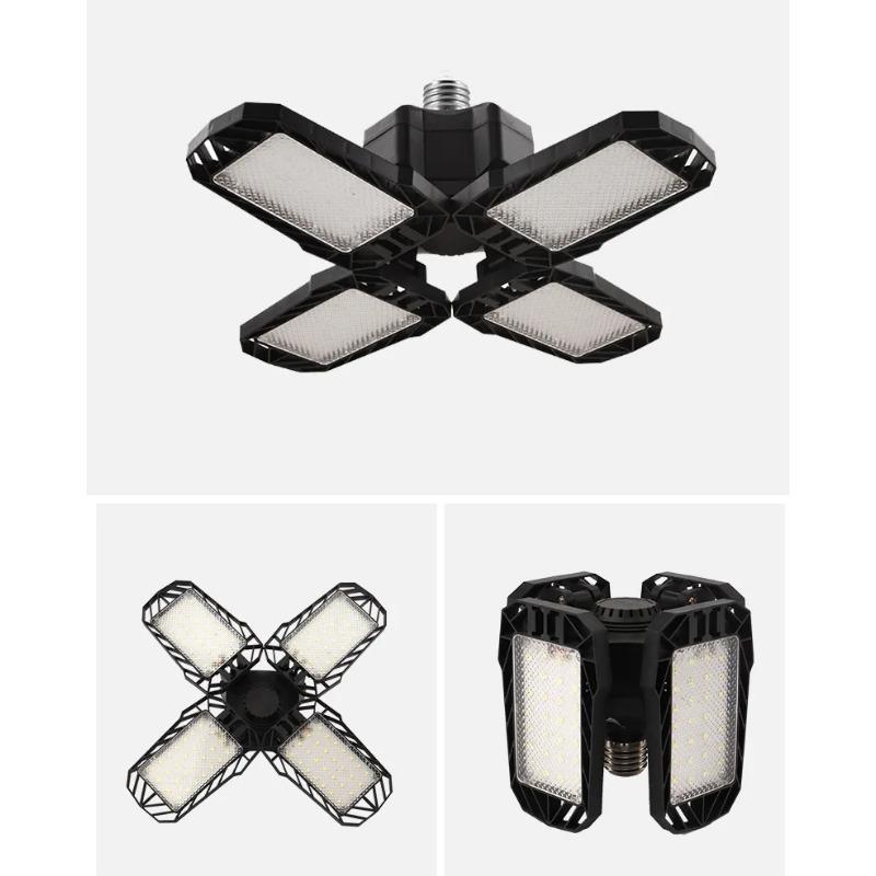 

Светодиодный водонепроницаемый гаражный светильник Складной деформируемый светильник 85-265 В Трехлепестковый светильник 30 / 40 Вт Подходит для улицы стадиона склада 4 leaves 60W