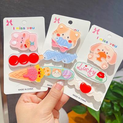 Koreanischer Stil Niedliches Bären Haarklammer Set für Frauen – Sommer Mädchenhaftes Herz Pony Spange
