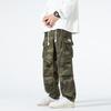 Men's Youth Camouflage American Military Outdoor Functional Loose Straight Pants Multi-Pocket Overalls 11111M