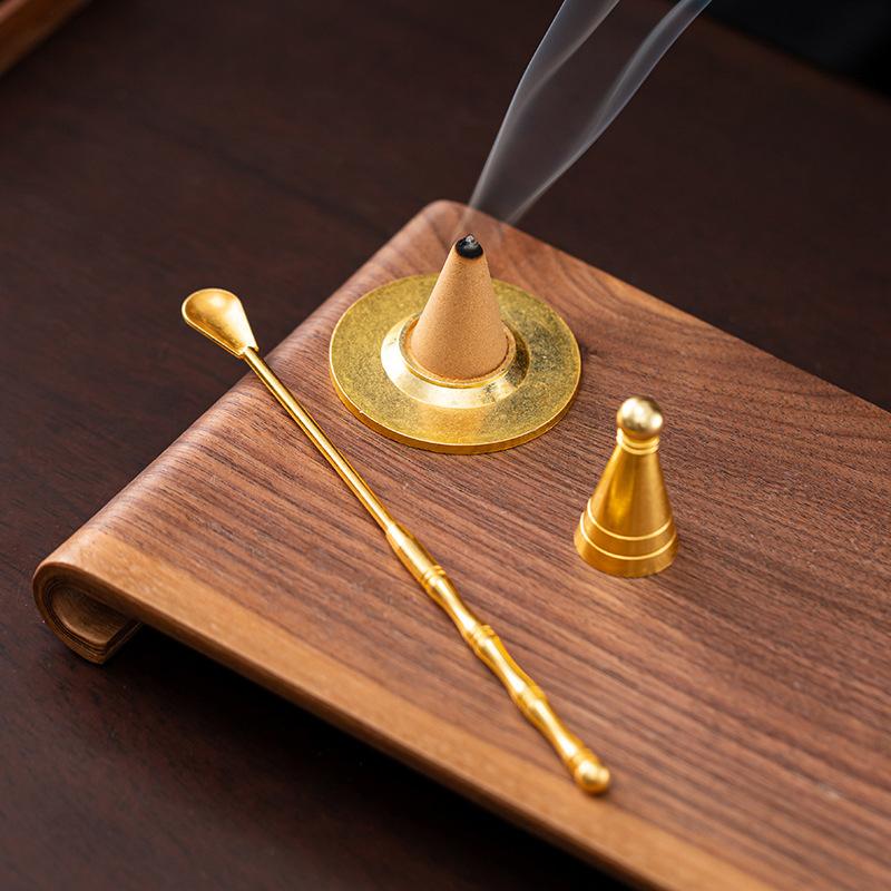 Chinesischer Messing-Reinkupfer-Räucherstäbchenhalter DIY Räucherkegel Retro Antiker Stil für Meditation Wohnzimmer Aromatherapie