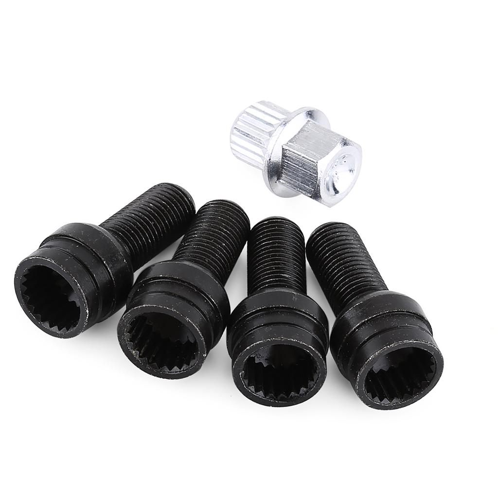 4+1 M14*1.5MM Black Steel Wheel Bolt & Lock Lug Nut Set With Key